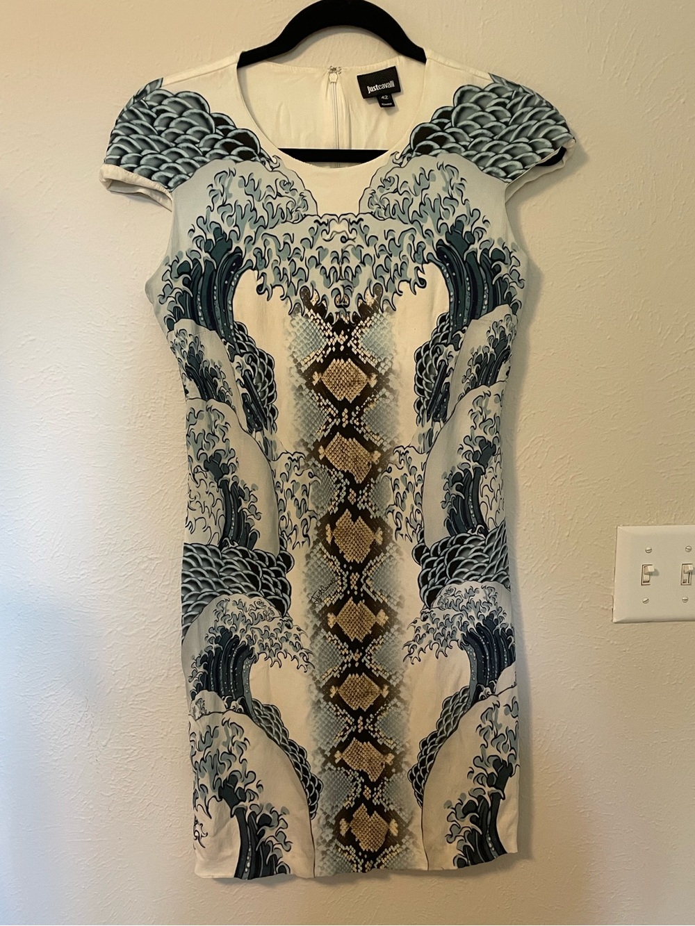 Just Cavalli Wave Snake Print Dress Size 42